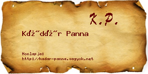 Kádár Panna névjegykártya